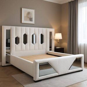Mirror Accent Padded Bed