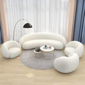Curved Boucle Sofa Set